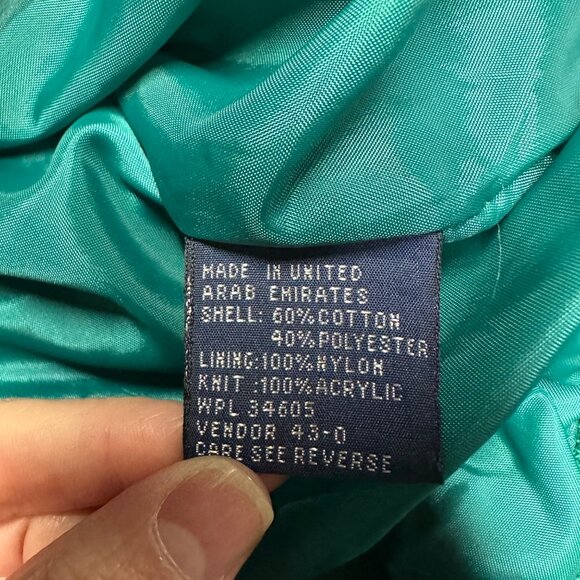 Vintage Bomber Jacket Par Four 1990s Teal Size Large Zip Up Pockets Retro - Picture 7 of 10